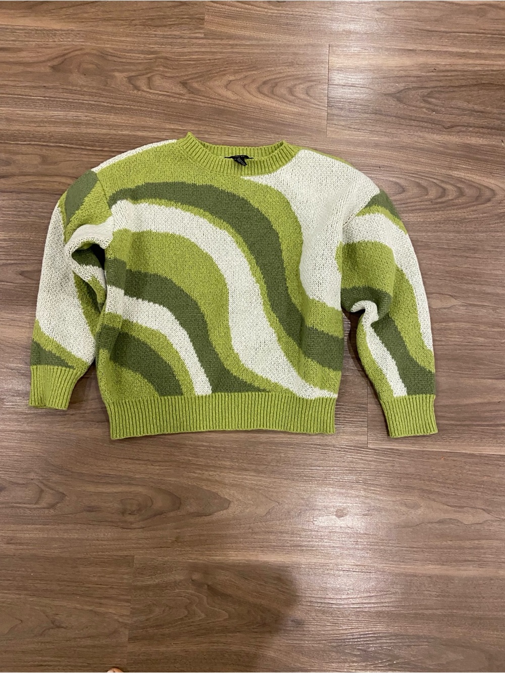 Green Knit Sweater with White Stripe - Picture 1 of 5